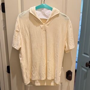 Suit Supply butter yellow terry cloth collared shirt